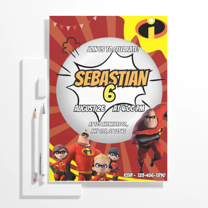 The Incredibles Birthday Invitation Template - CreativeRino