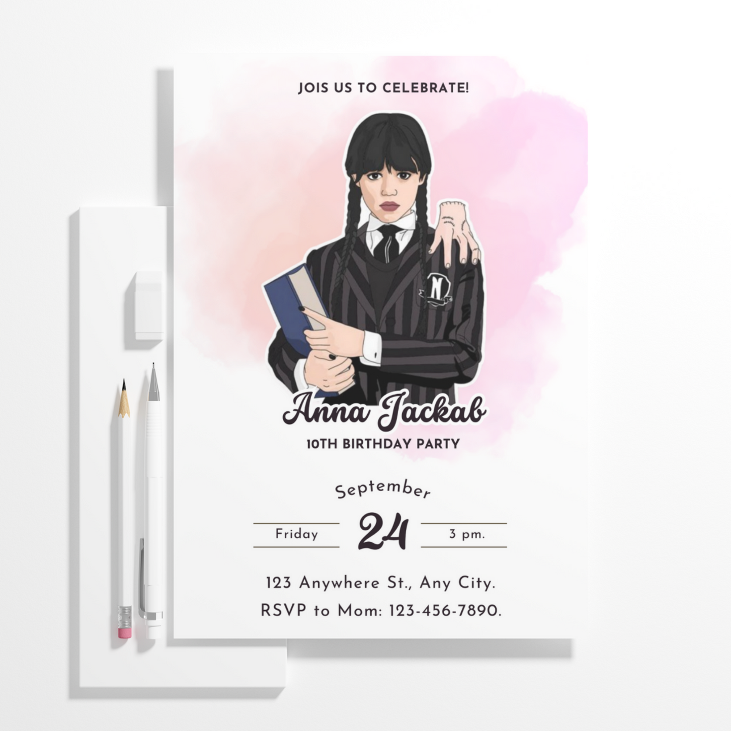 Wednesday Addams Birthday Invitation Template