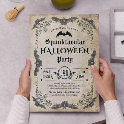 Vintage Halloween Party Invitation Template - CreativeRino