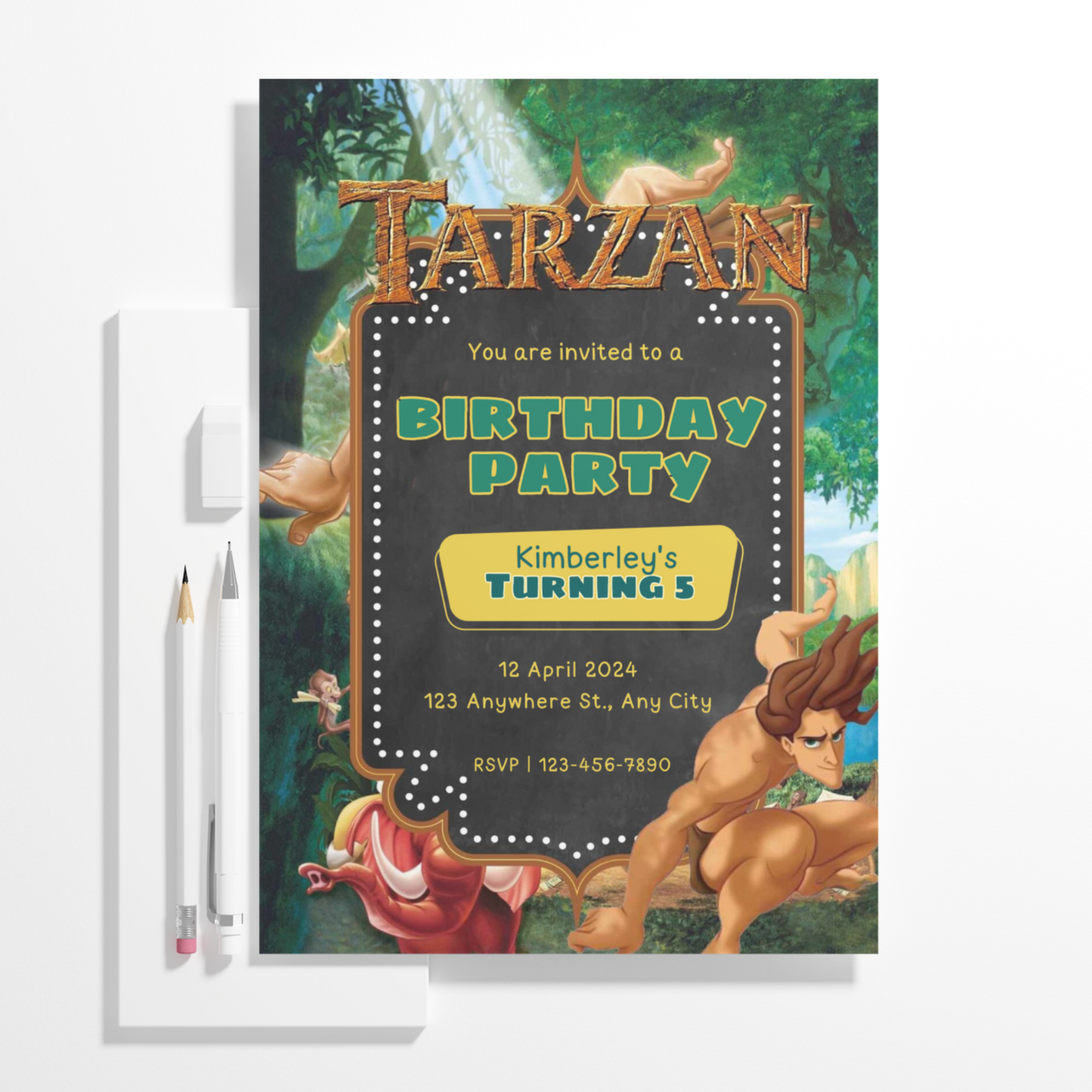 Tarzan Birthday Invitation Template