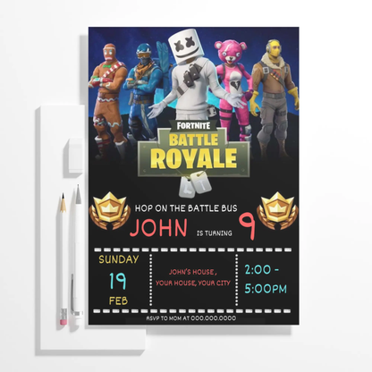 Fortnite Birthday Invitation Template | Battle Royale Invite - CreativeRino