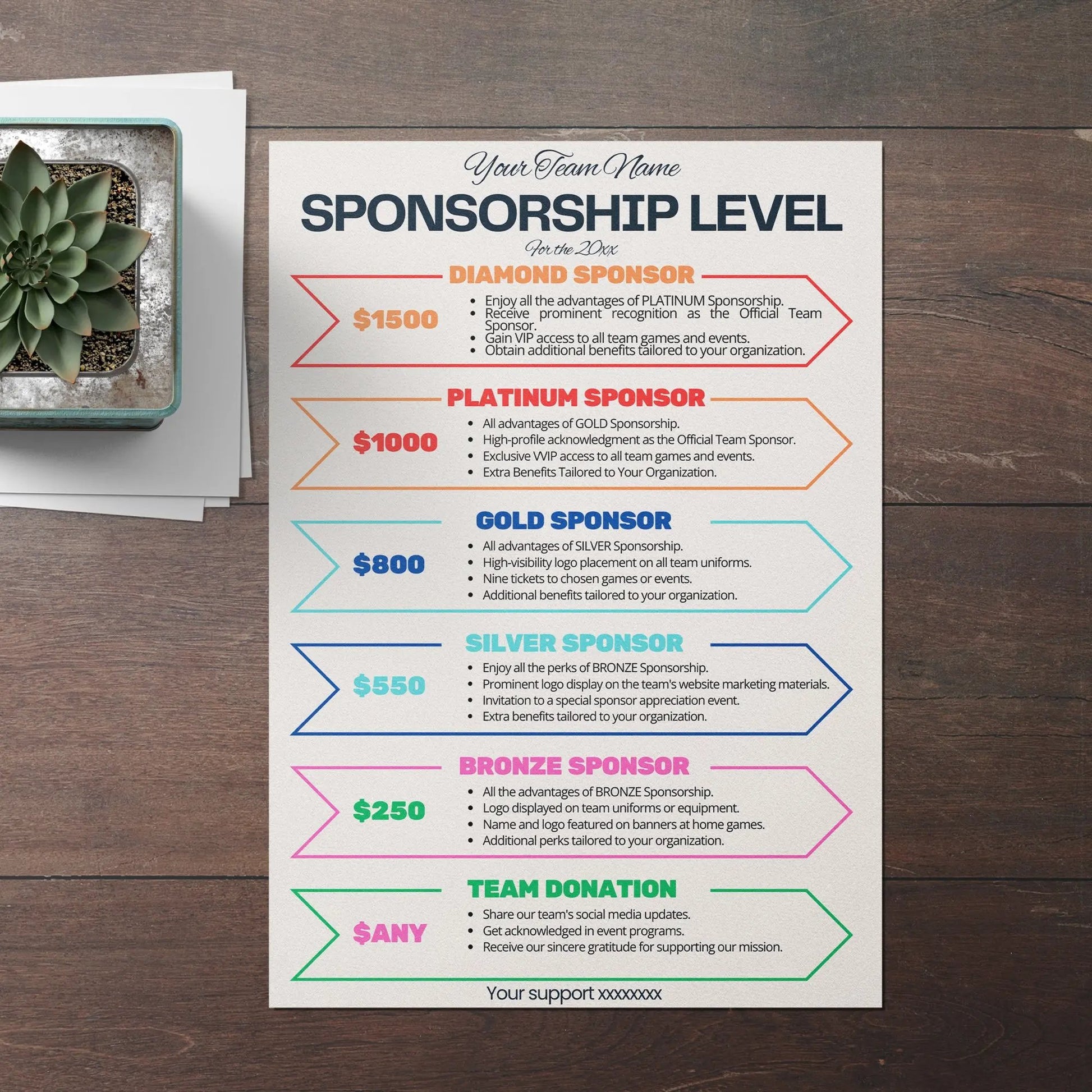 Sponsorship Level Flyer | Club Sponsorship Level Template CreativeRino