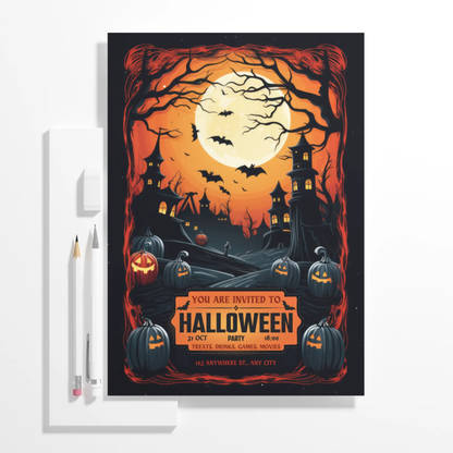 Pumpkin Horror Halloween Party Invitation Template - CreativeRino