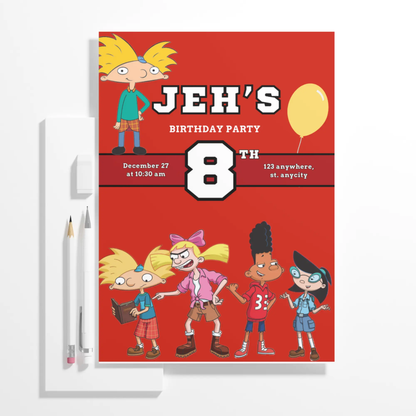 Hey Arnold Birthday Invitation Template - CreativeRino