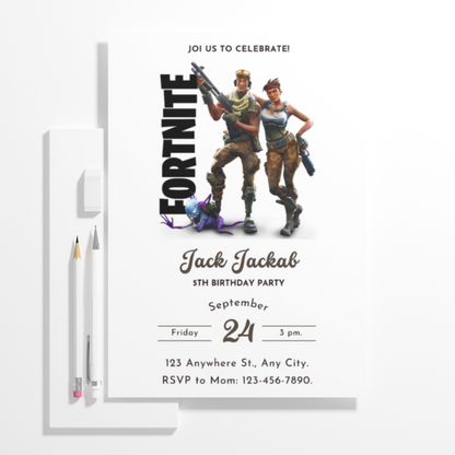 Fortnite Gaming Birthday Invitation Template - CreativeRino