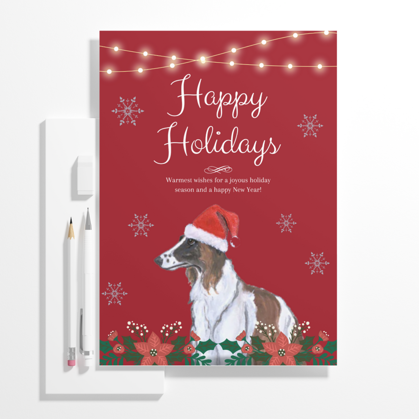 Borzoi Christmas Invitation Template