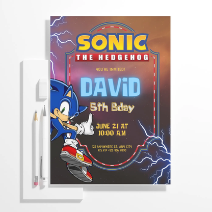 Sonic The Hedgehog Birthday Invitation Template - CreativeRino