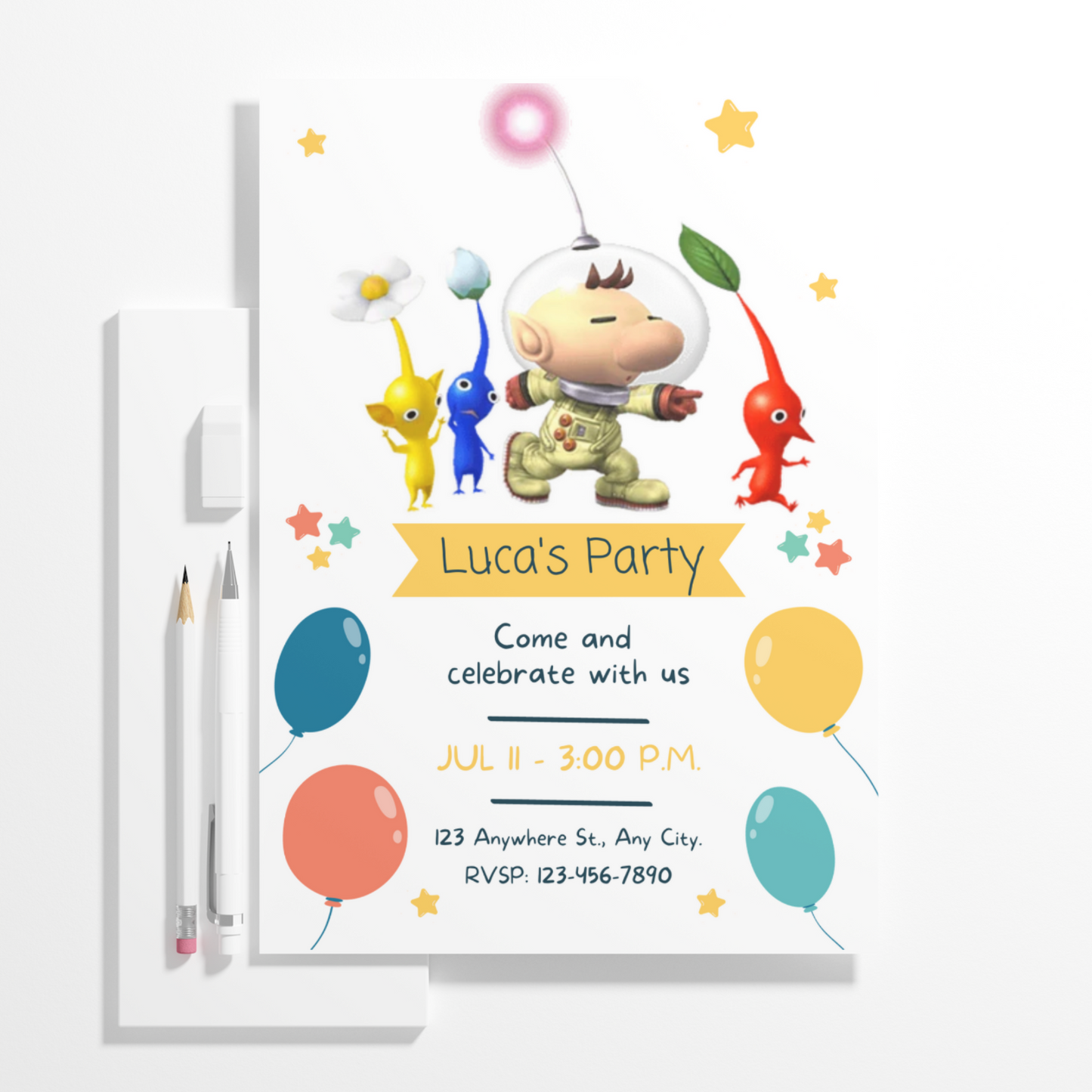 Pikmin Birthday Invitation Template