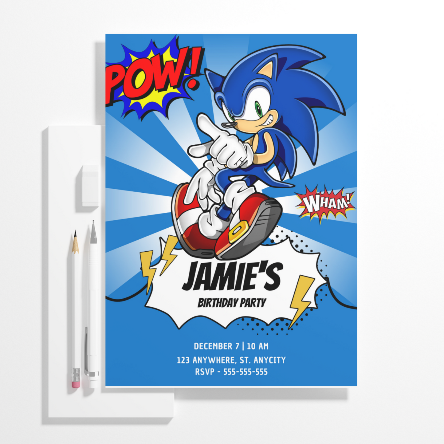 Sonic the Hedgehog Birthday Invitation Template