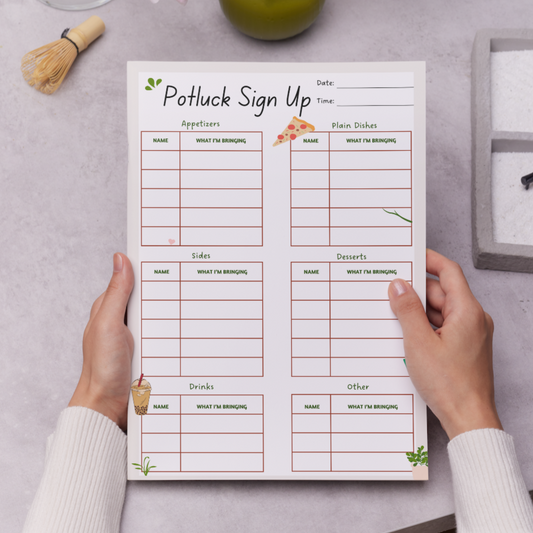 Potluck Sign Up Sheet Template