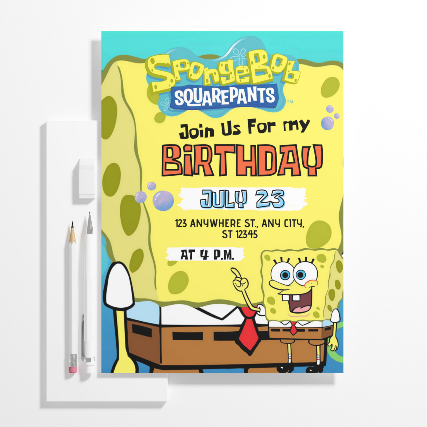 SpongeBob SquarePants Birthday Invitation Template