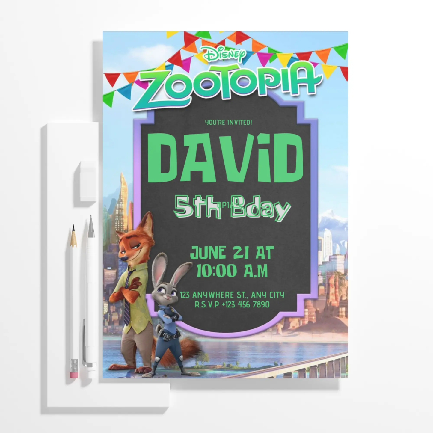 Zootopia Birthday Invitation Template - CreativeRino