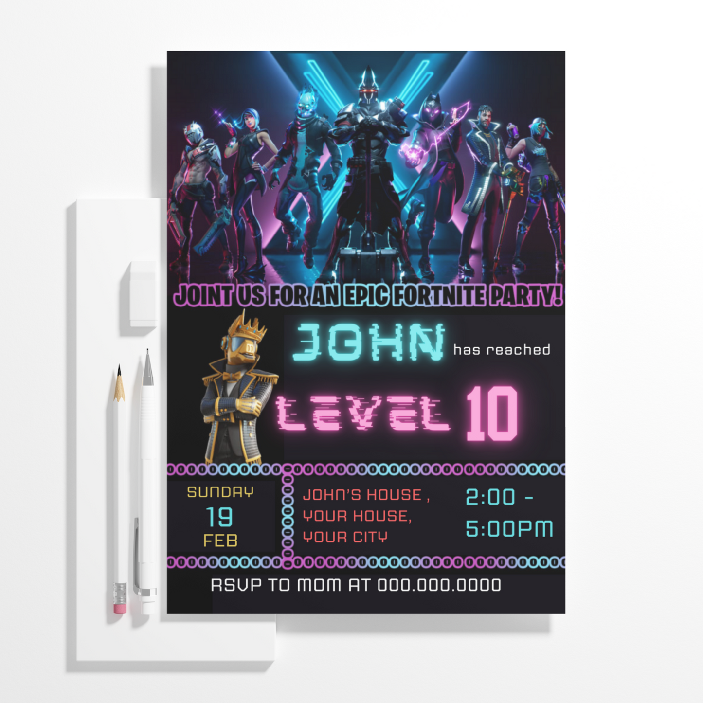 Fortnite Birthday Invitation Template