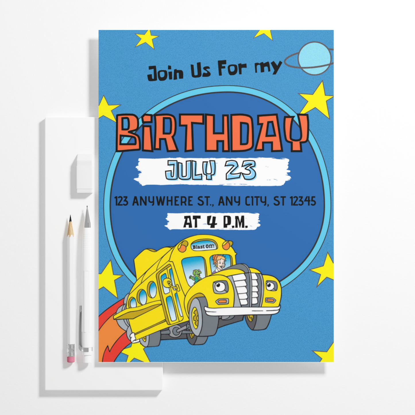 The Magic School Bus Birthday Invitation Template