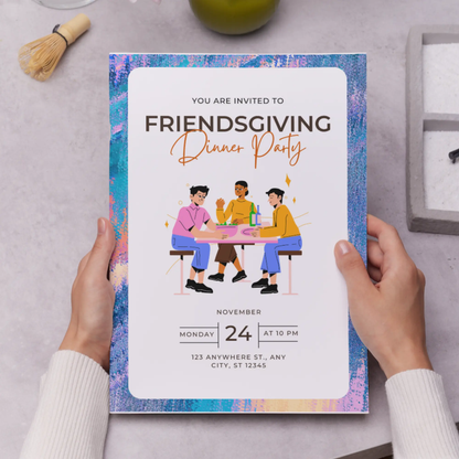 Friendsgiving Dinner Party Invitation Template | Thanksgiving Invite - CreativeRino