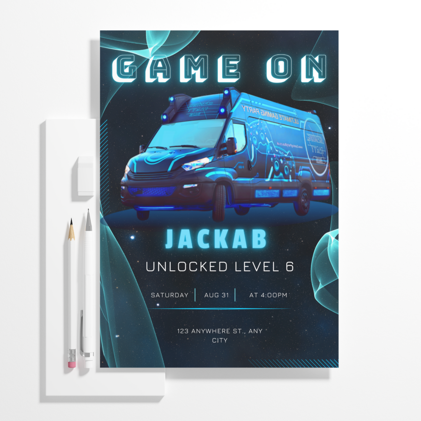 Game Truck Gaming Birthday Invitation Template