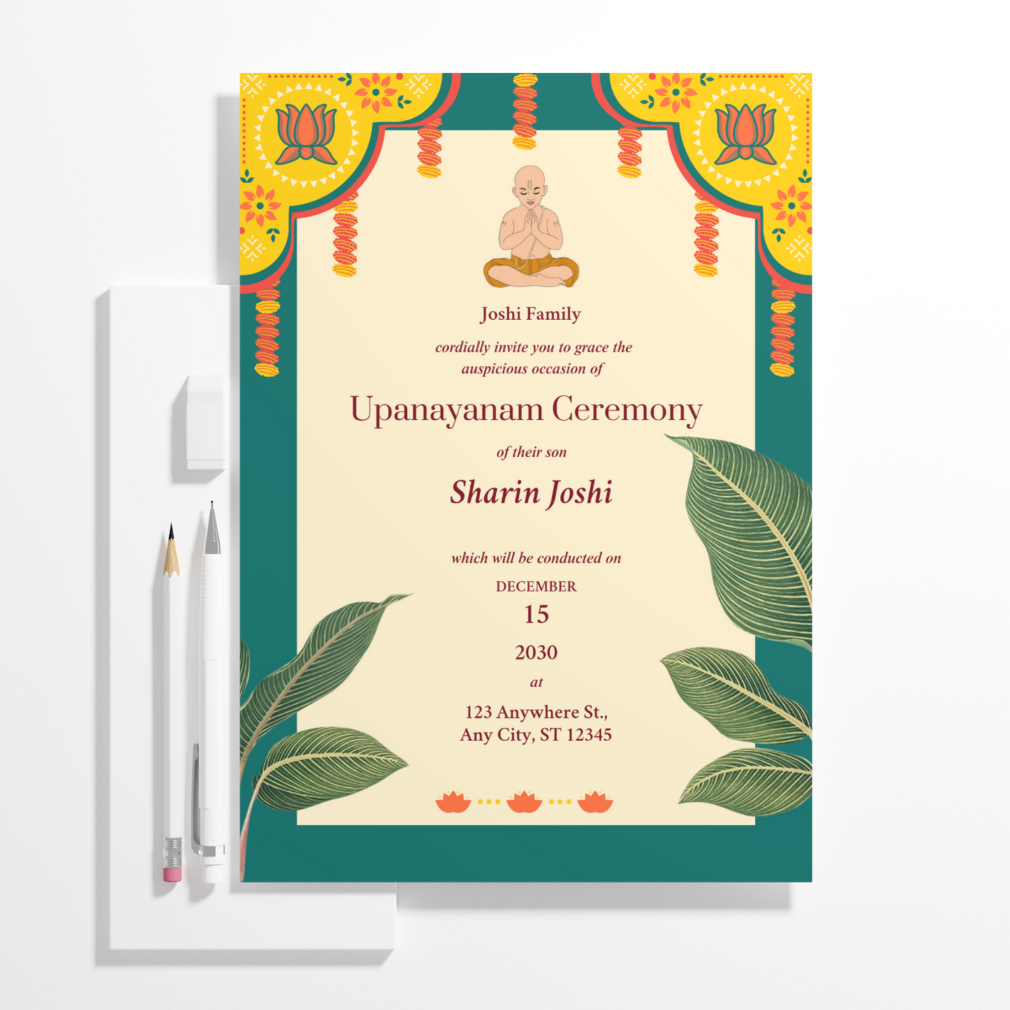 Upanayanam Ceremony Invitation Template | Thread Ceremony Invite