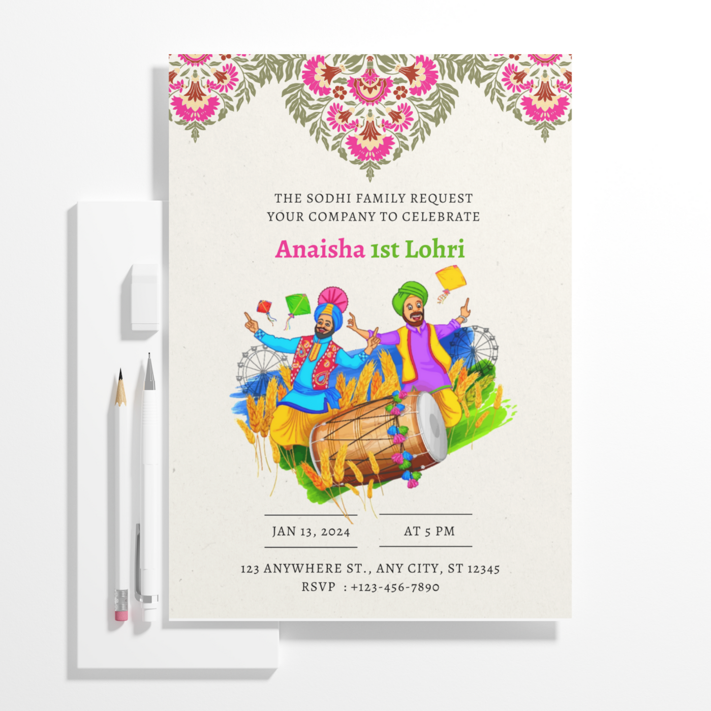 Lohri Invitation Template | Lohri Party Invite