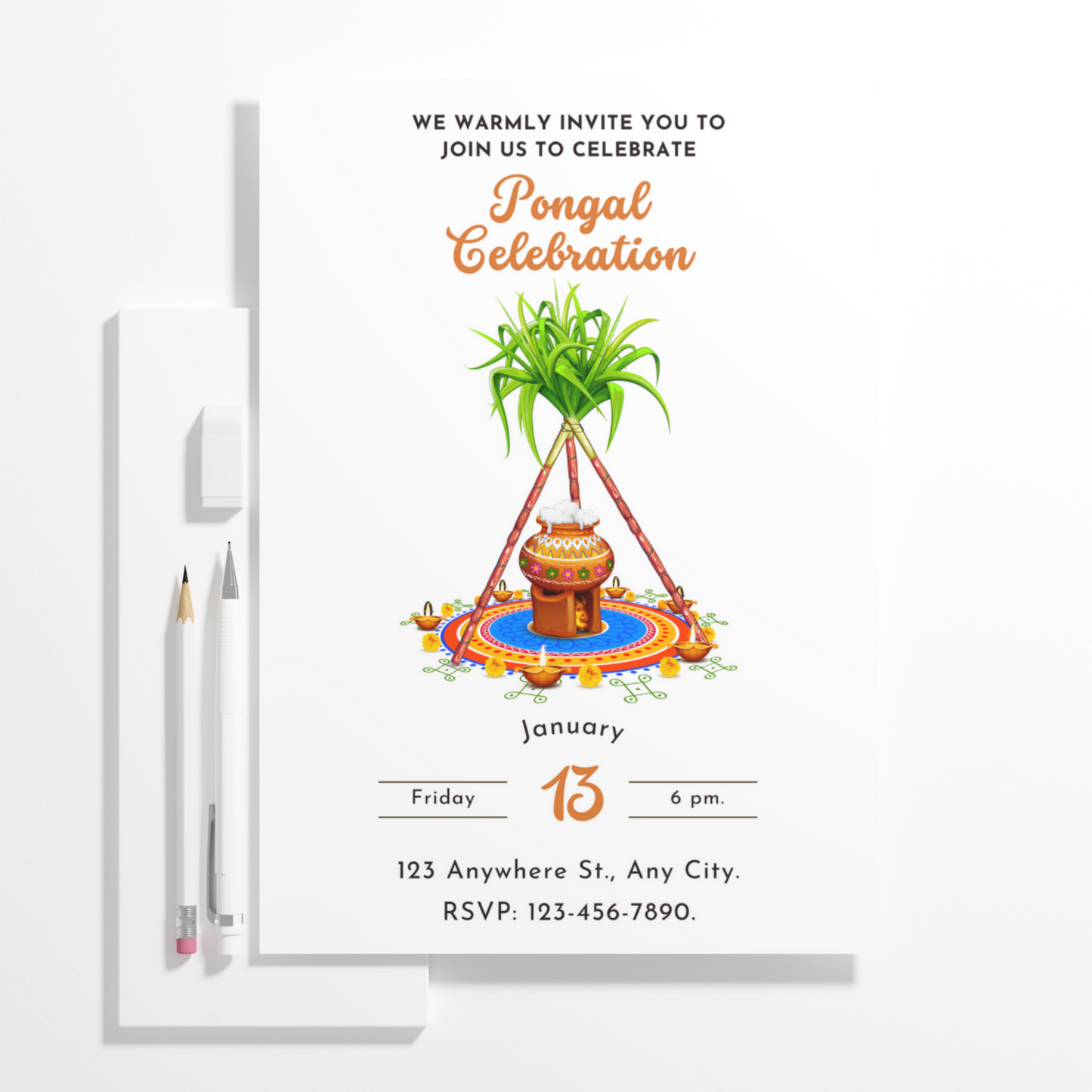 Pongal Invitation Template | Pongal Celebration Invite