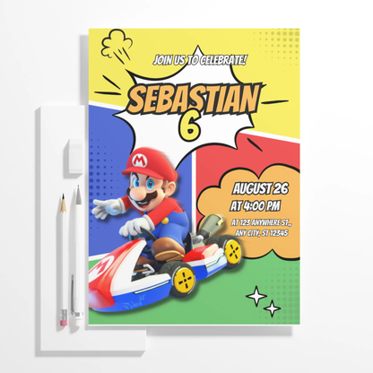 Mario Kart Birthday Invitation Template - CreativeRino