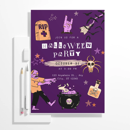 Halloween Party Invitation Template - CreativeRino