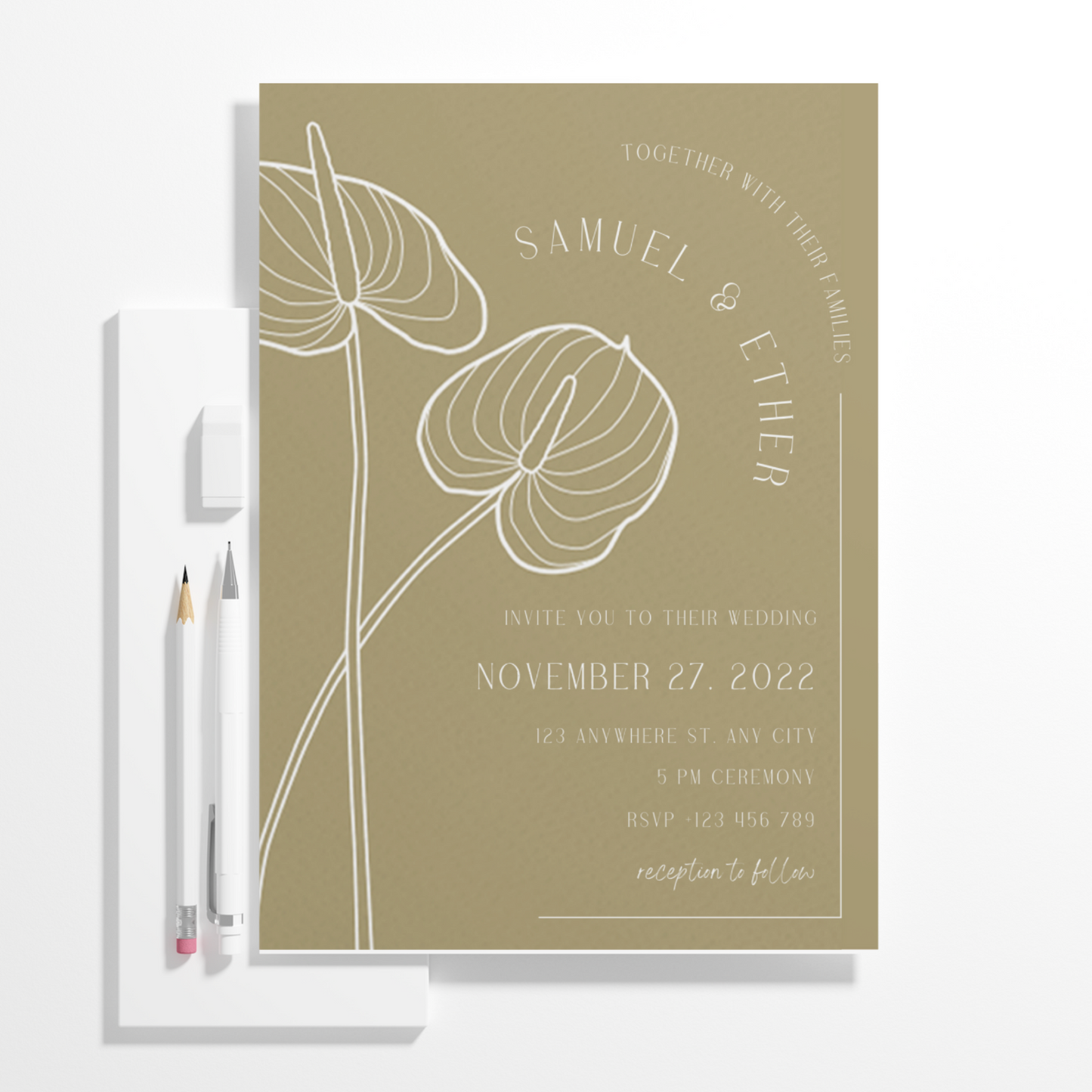 Anthurium Wedding Invitation Template