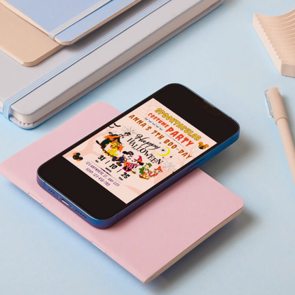 Mickey Mouse Costume Birthday Party Invitation Template - CreativeRino