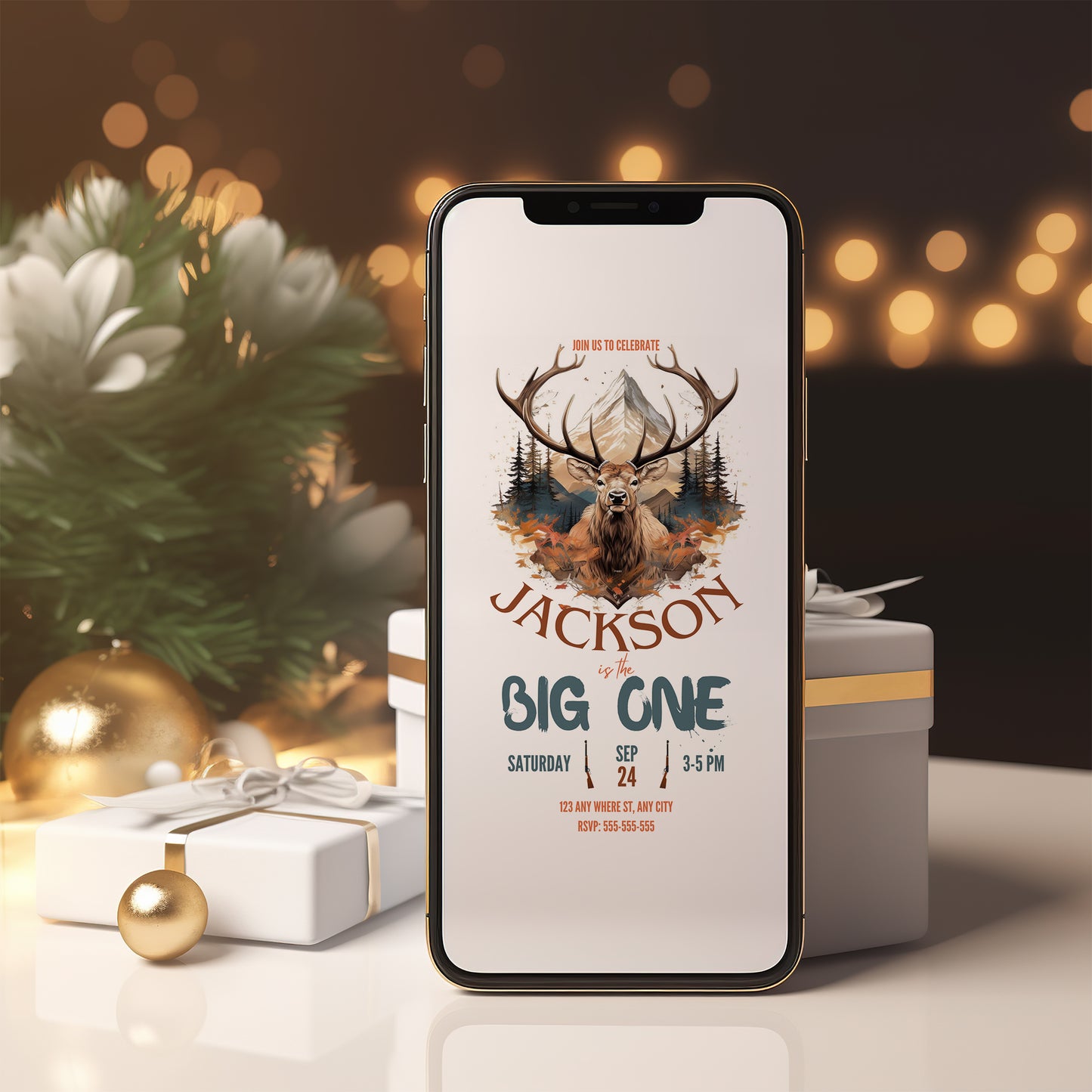 The Big One Hunting Birthday Invitation Template