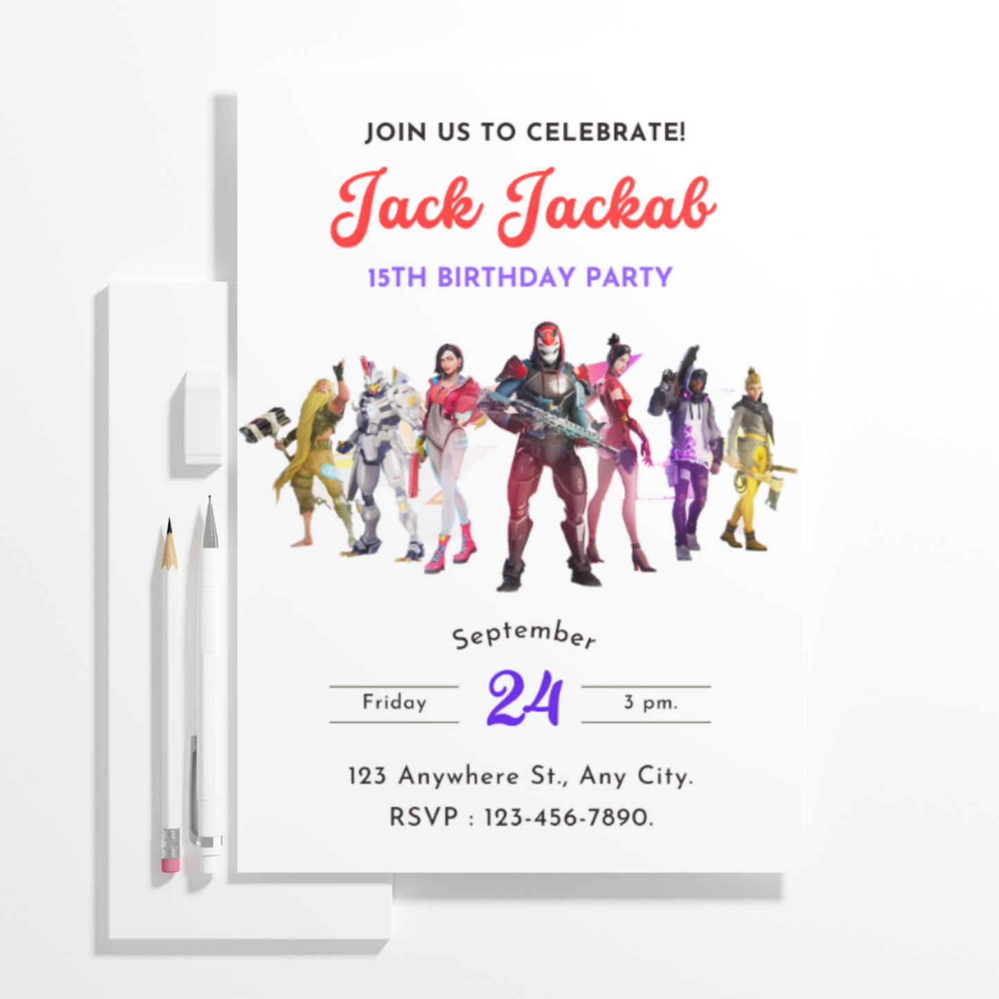 Fortnite Gaming Birthday Invitation Template - CreativeRino