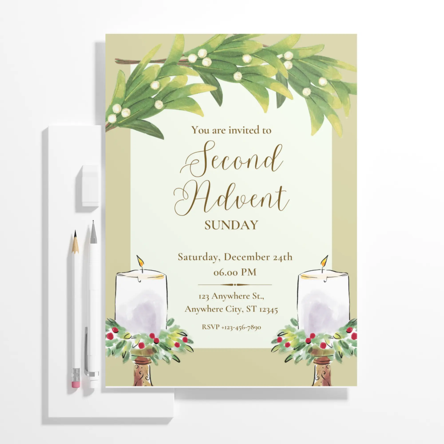 Advent Invitation Template | Advent Celebration Party Invite - CreativeRino