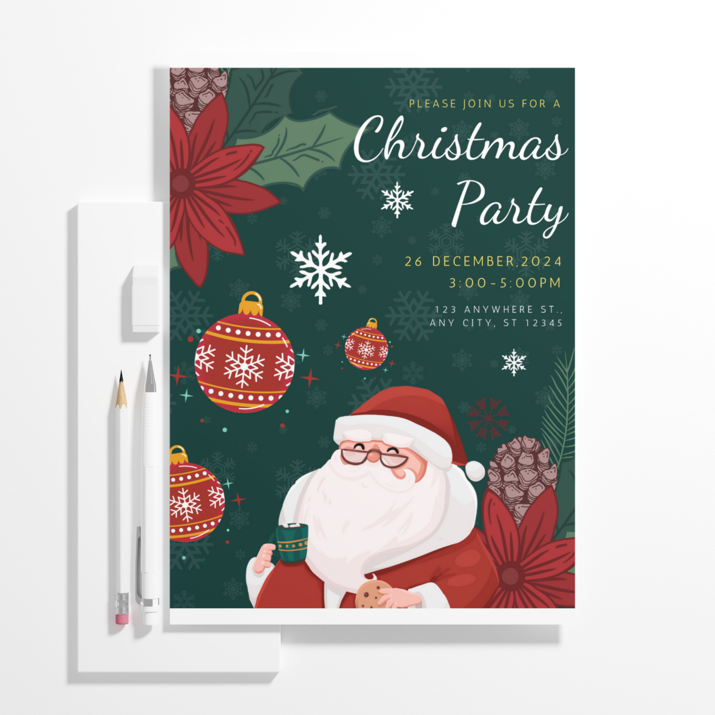 Santa Claus Christmas Party Invitation Template