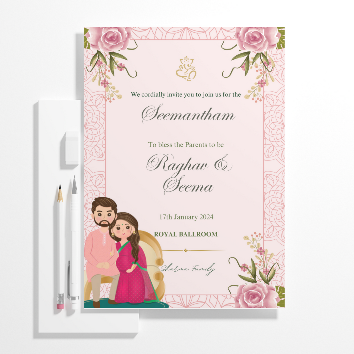 Seemantham Invite Template | Indian Baby Shower Invitation