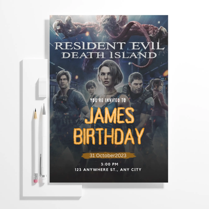 Resident Evil Death Island Birthday Invitation Template - CreativeRino