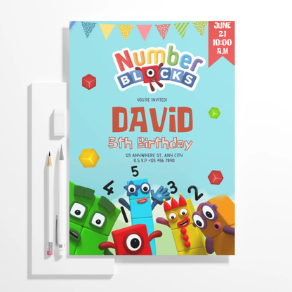 Numberblocks Birthday Invitation Template - CreativeRino