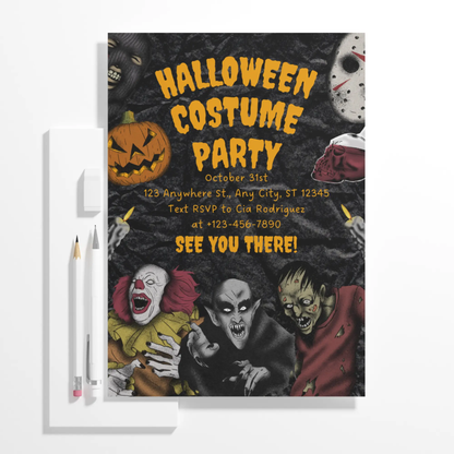 Horror Halloween Costume Party Invitation Template - CreativeRino