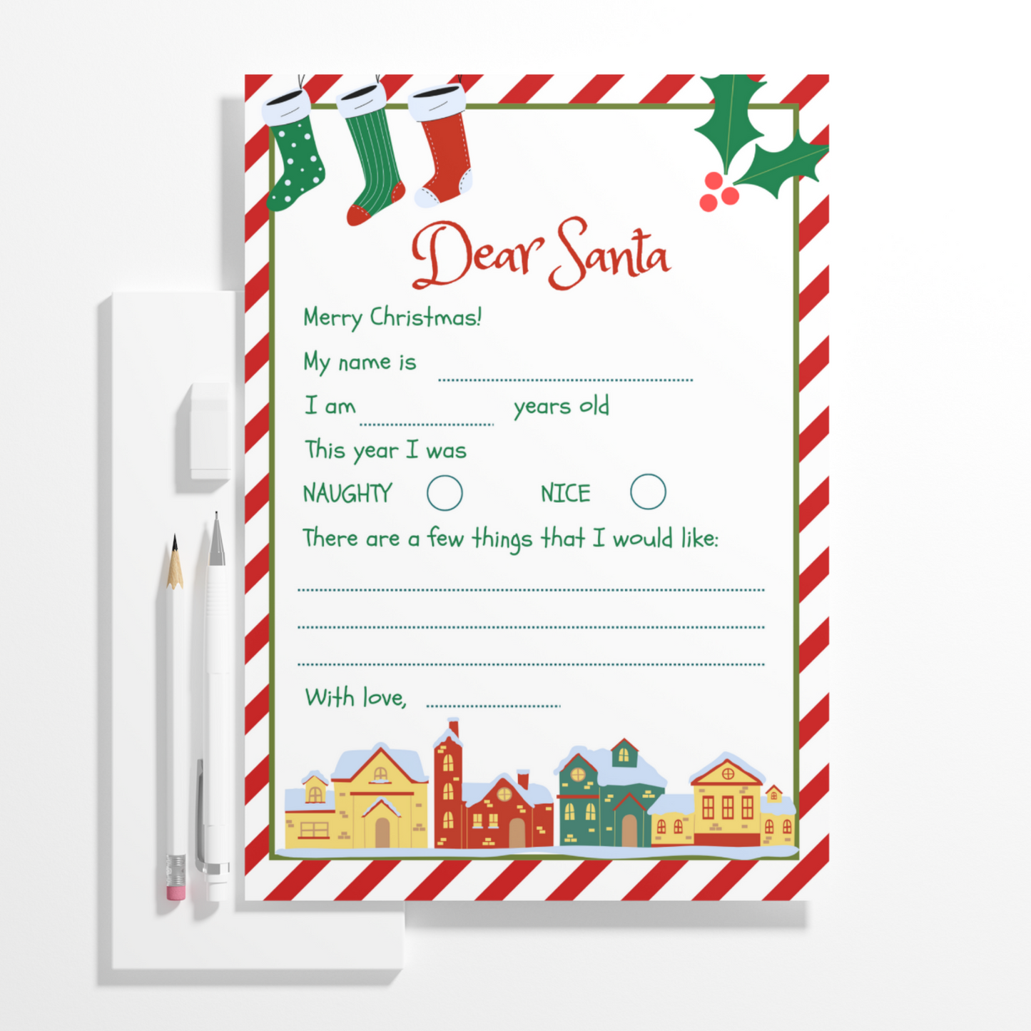 Letter to Santa Claus Christmas Template