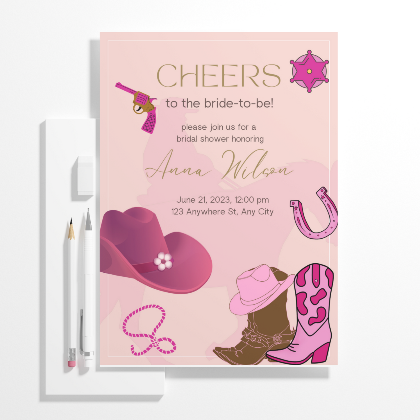 Rodeo Cowgirl Bridal Shower Invitation Template