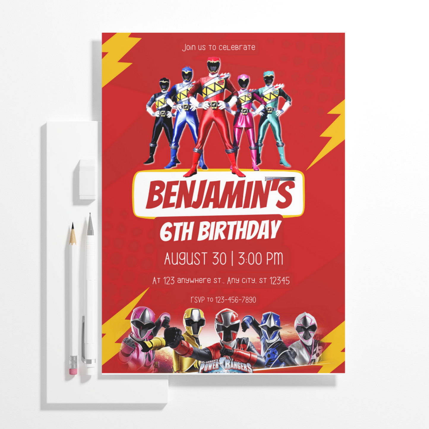 Power Rangers Birthday Invitation Template