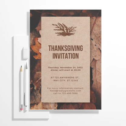 Retro Minimalist Thanksgiving Invitation Template - CreativeRino