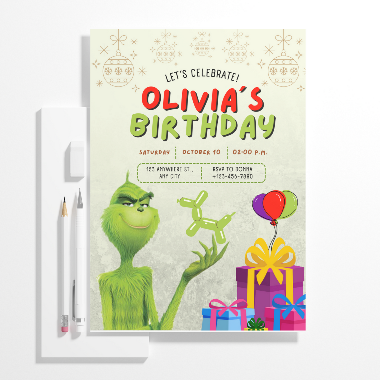 Grinch Birthday Invitation Template