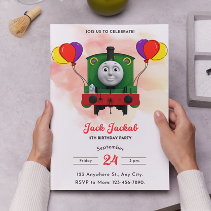 Percy the Train Birthday Invitation Template - CreativeRino