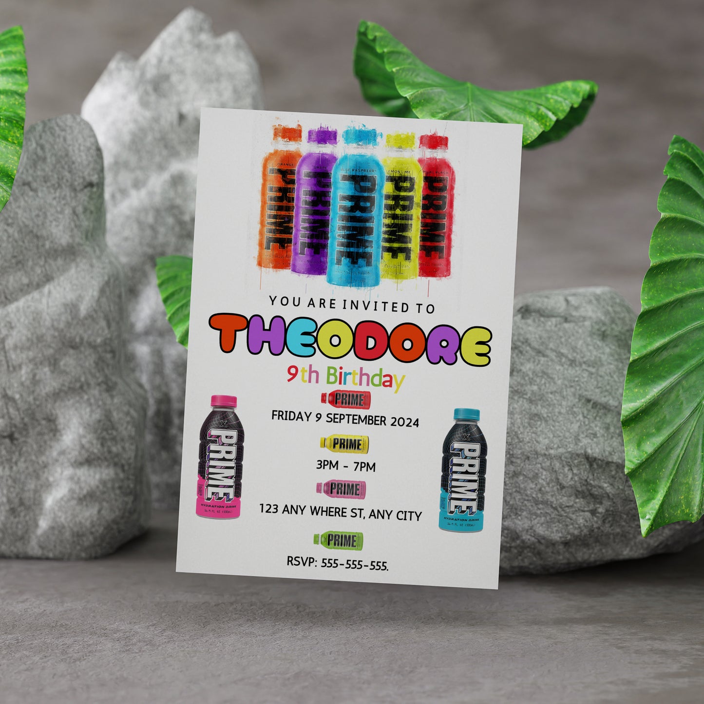 Prime Energy Drink Birthday Invitation Template - CreativeRino