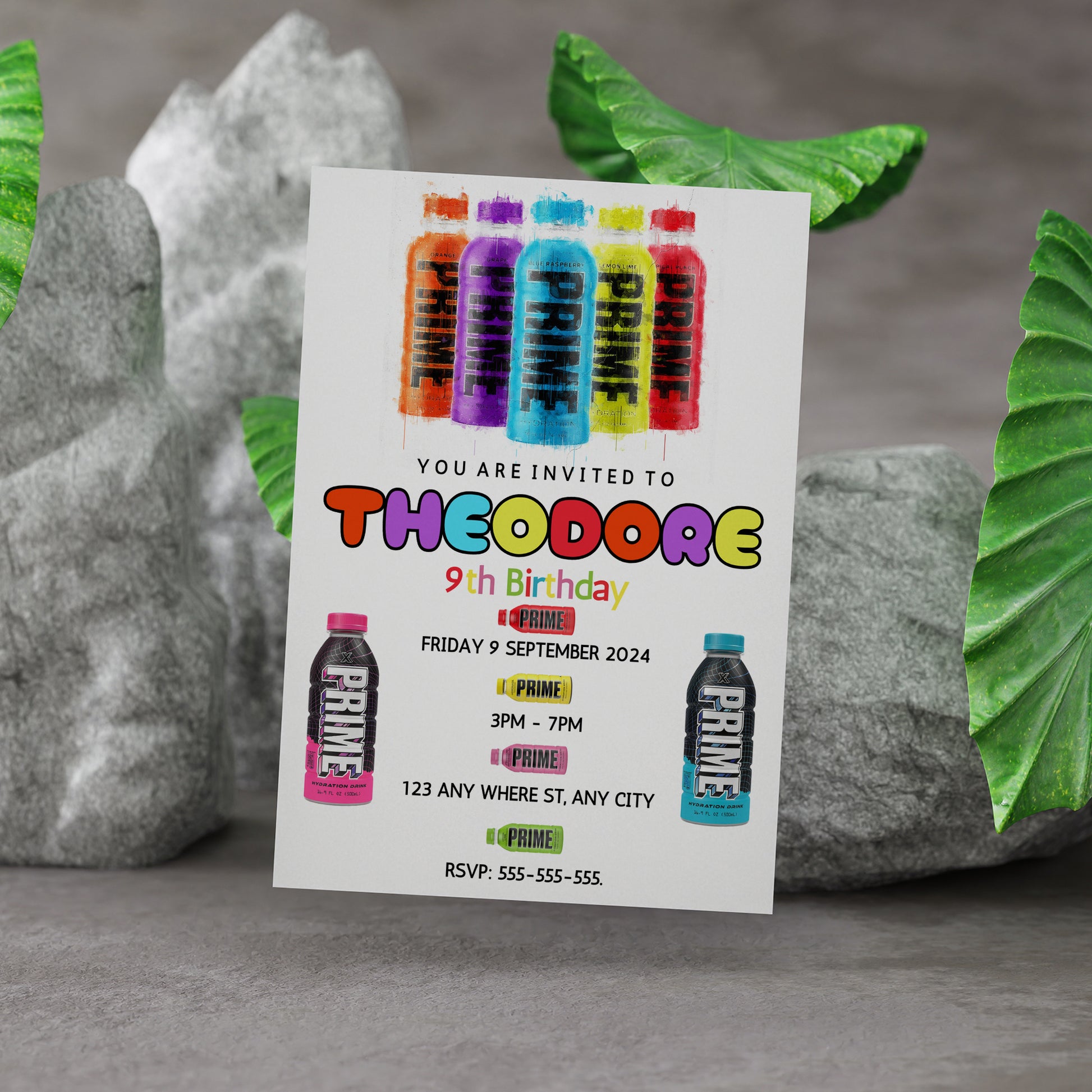 Prime Energy Drink Birthday Invitation Template - CreativeRino
