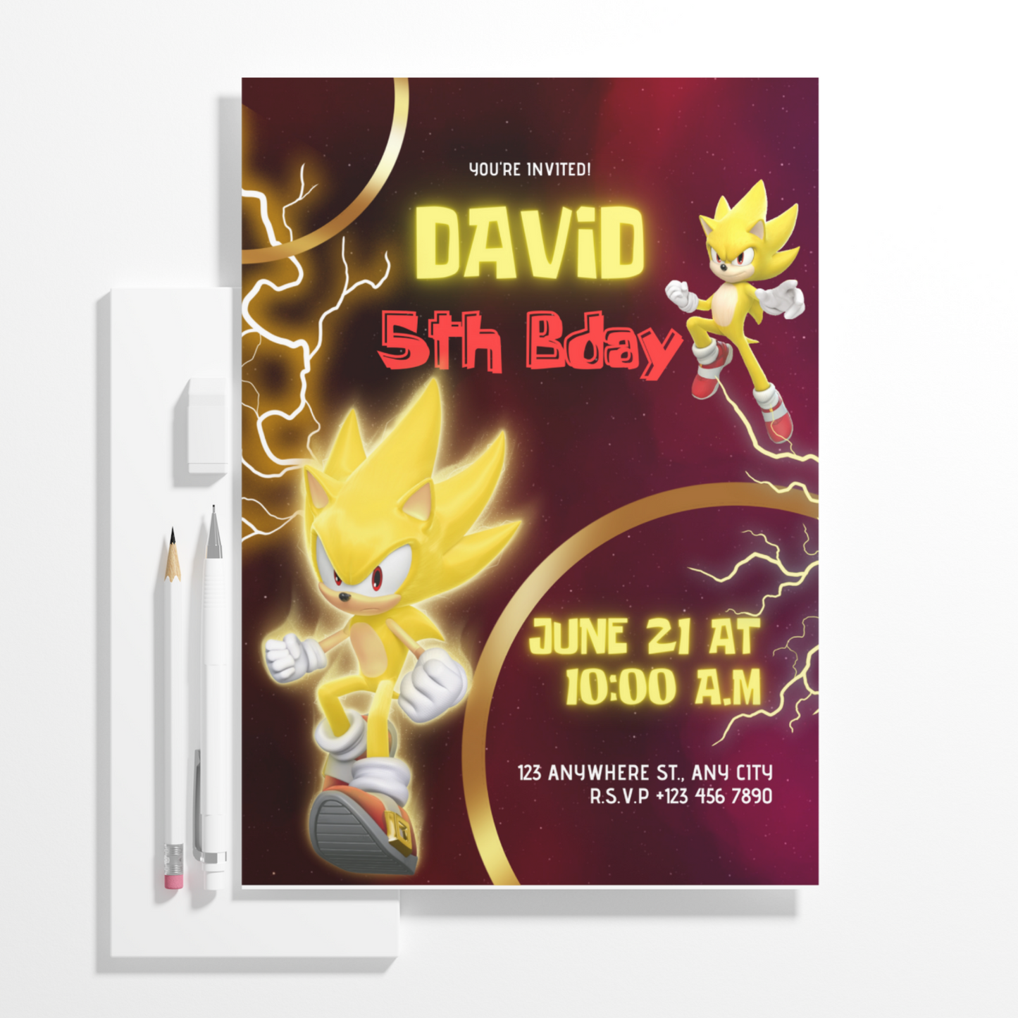 Super Sonic Birthday Invitation Template