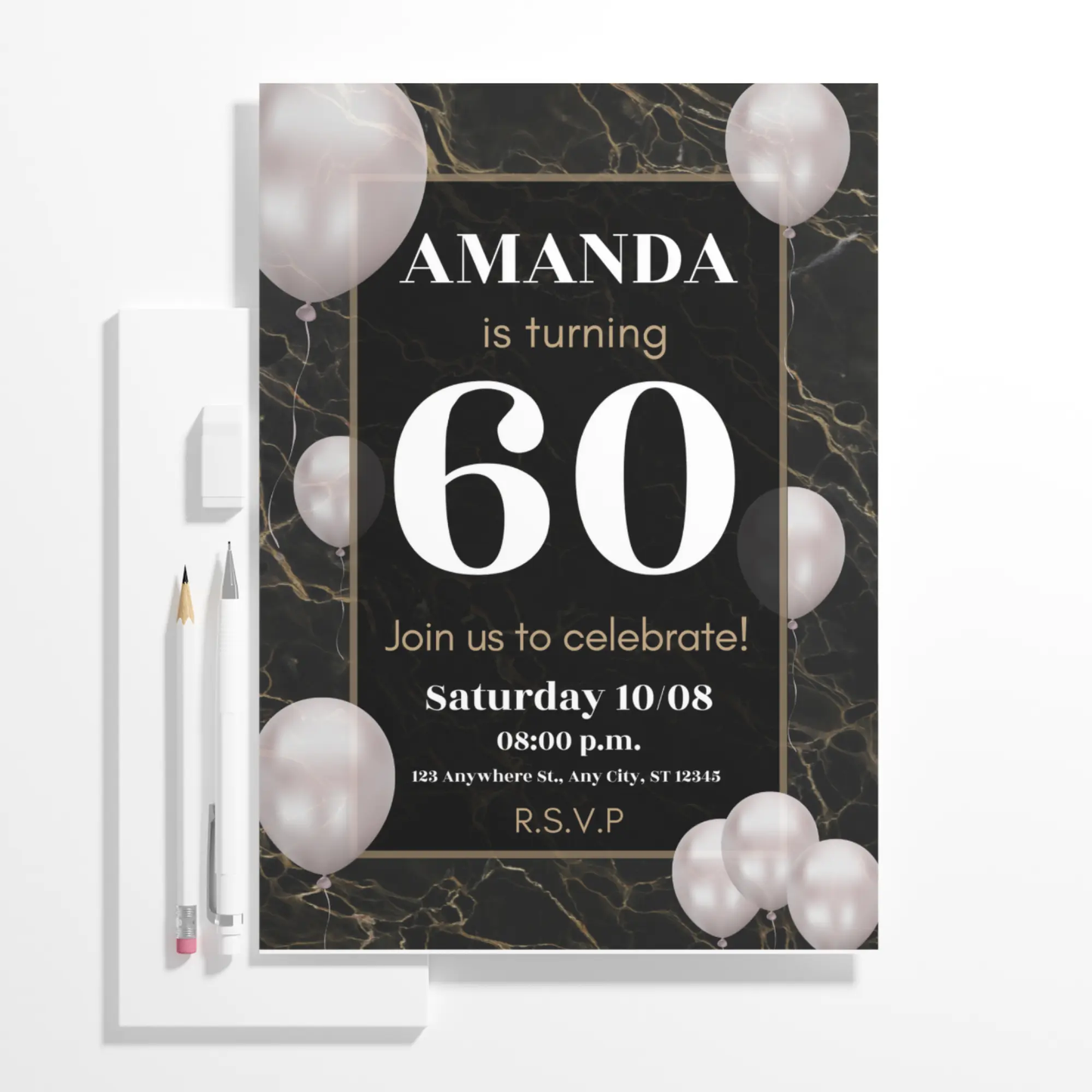 60th Birthday Invitation Template - CreativeRino