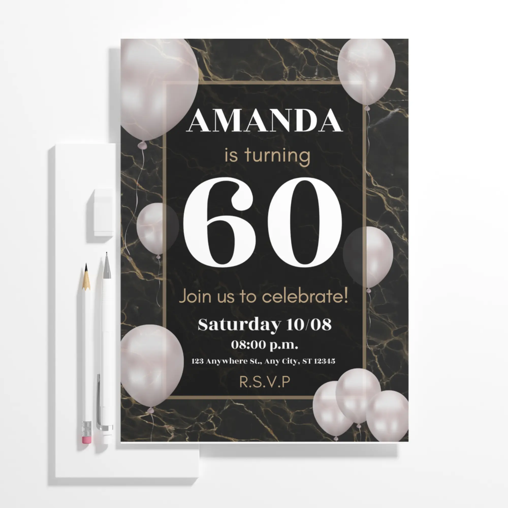 60th Birthday Invitation Template - CreativeRino