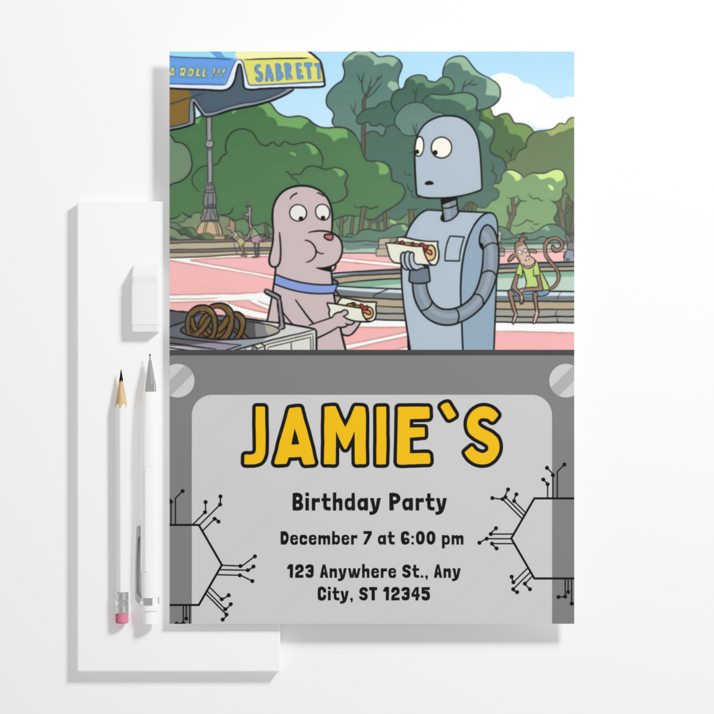 Robot Dreams Birthday Invitation Template