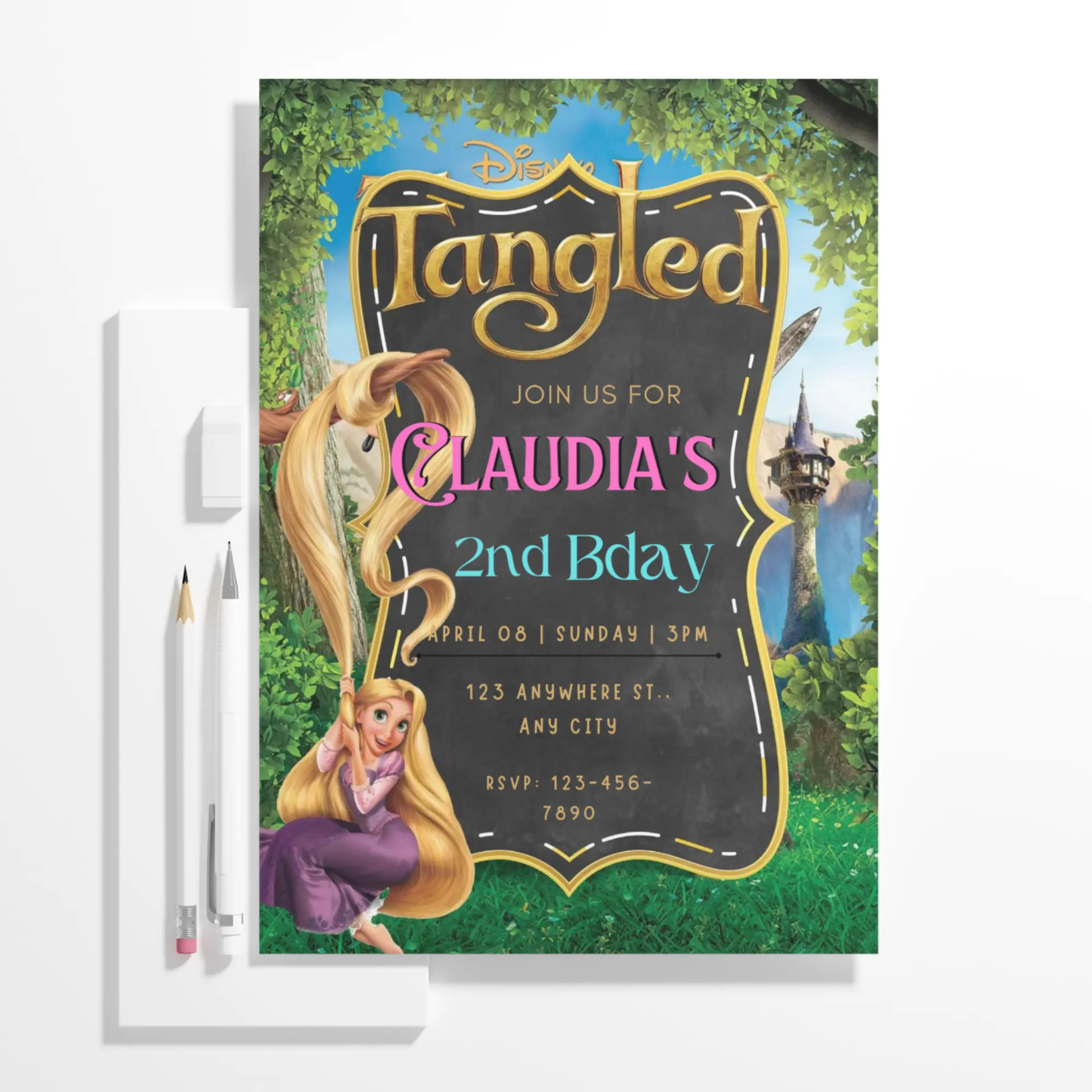 Tangled Birthday Invitation Template - CreativeRino