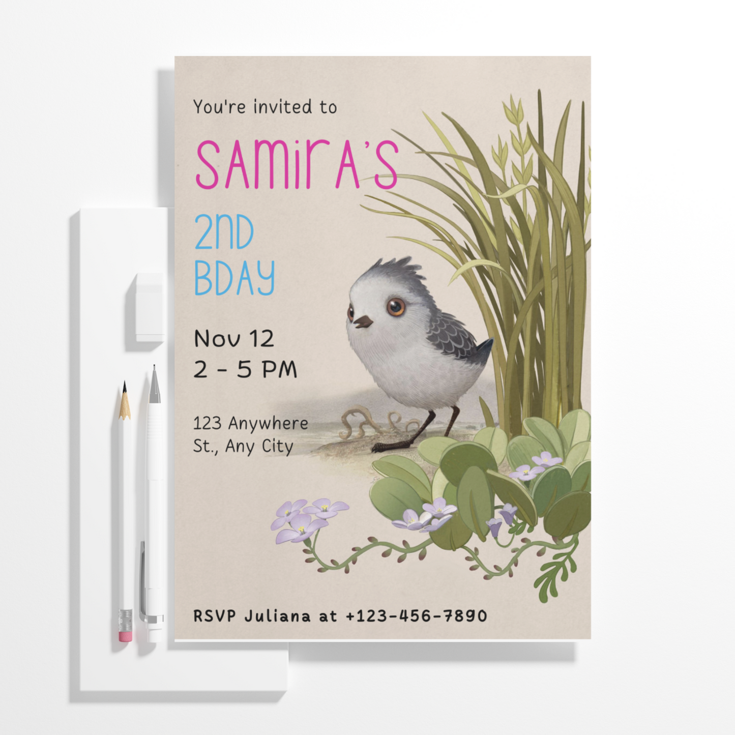 Bird Birthday Invitation Template