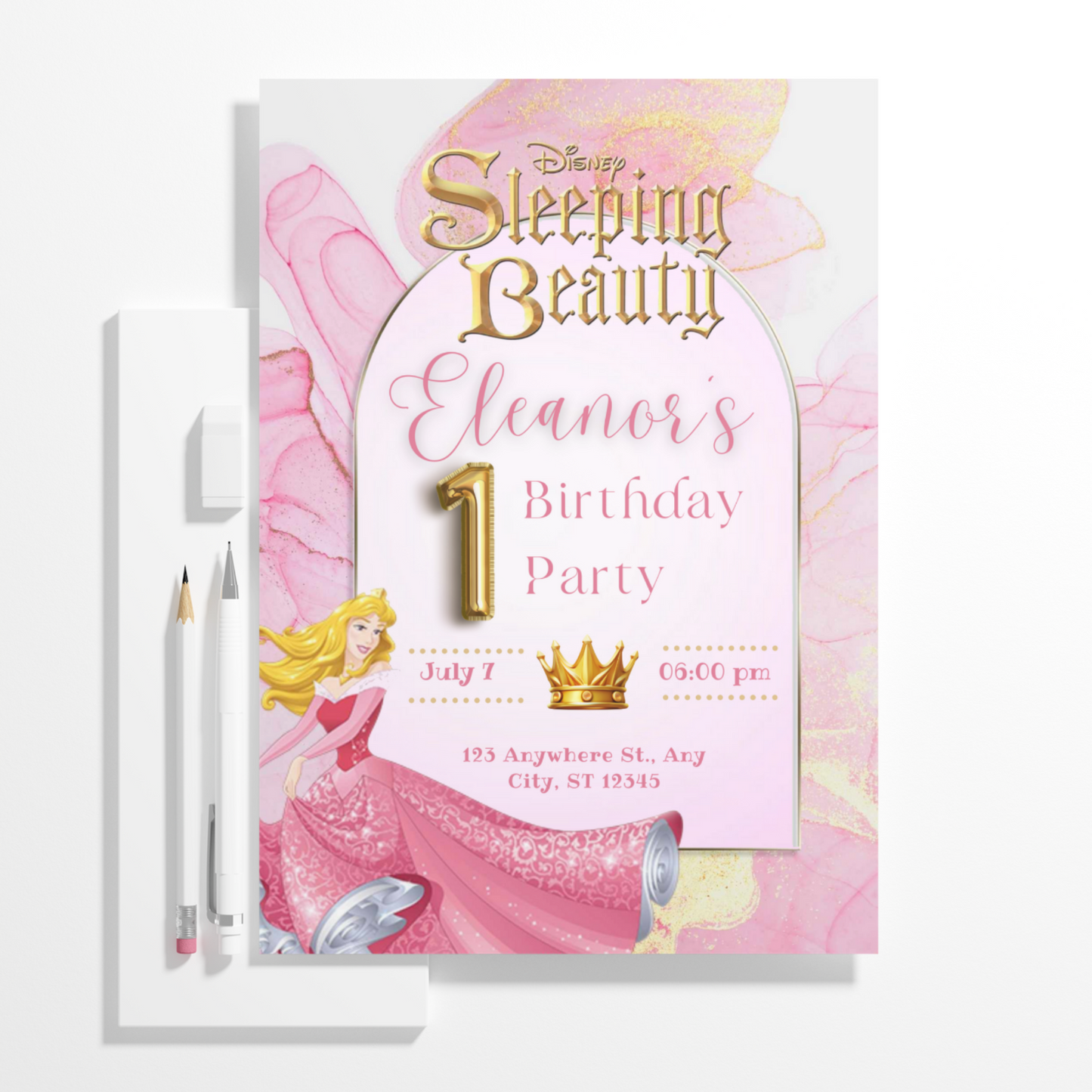 Sleeping Beauty Birthday Invitation Template